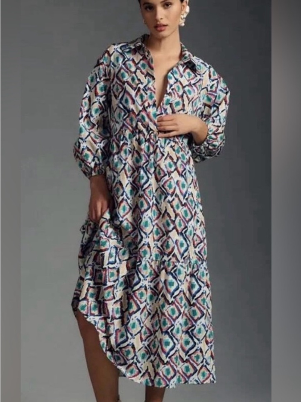 Anthropologie Maeve Bettina Geometric Maxi Dress S